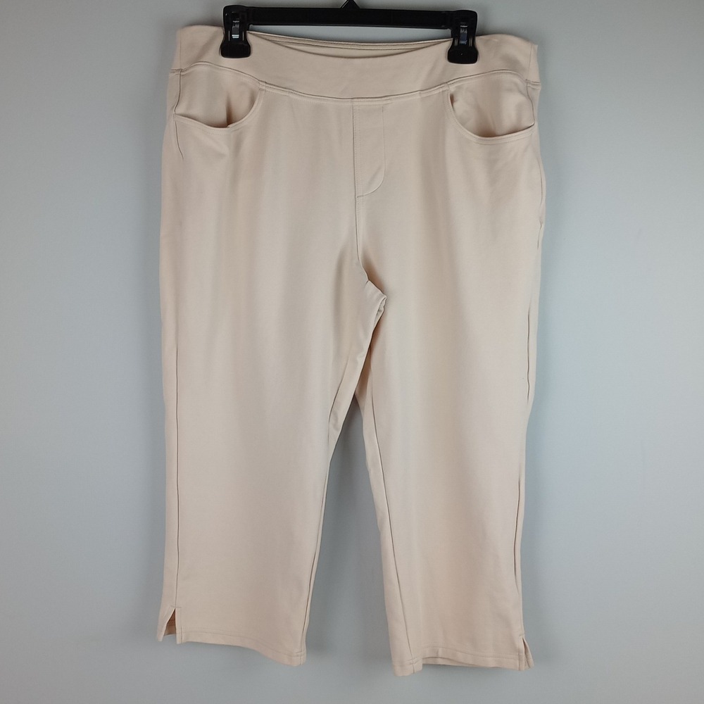 Belle by Kim Gravel Womens 16P Pink Pull On Stretch Comfort Cropped Capri Pants